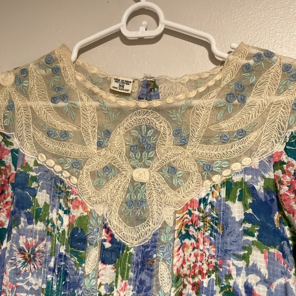 Vintage 1980s Puff Sleeve Lace Dress Size Medium Cottagecore Grandma Core Floral - Picture 5 of 10